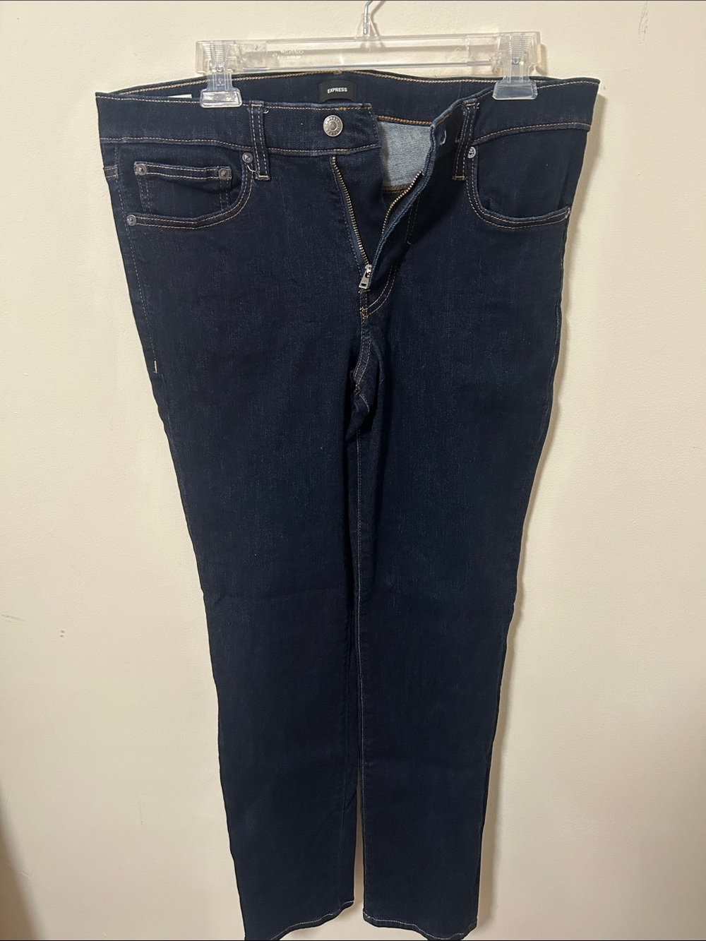 Express Men's Slim Straight Jeans in Dark Blue